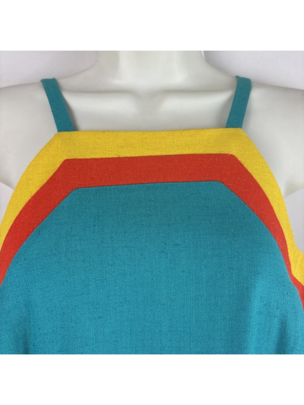 Ann Tobias color block Lined Linen maxi dress